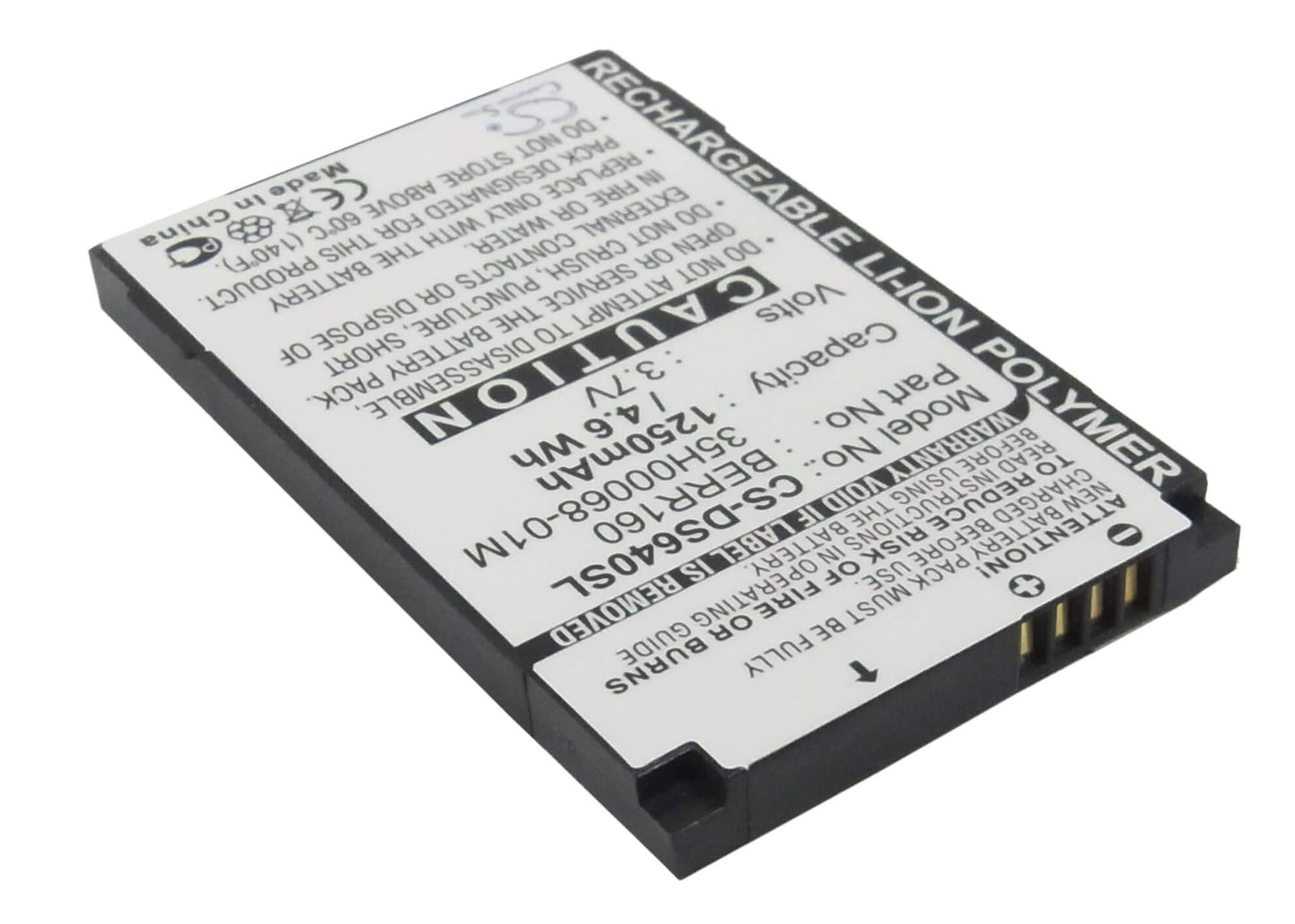 3.7V, 1250mAh, Li-Polymer Battery fits Telus, Mobility, 4.625Wh