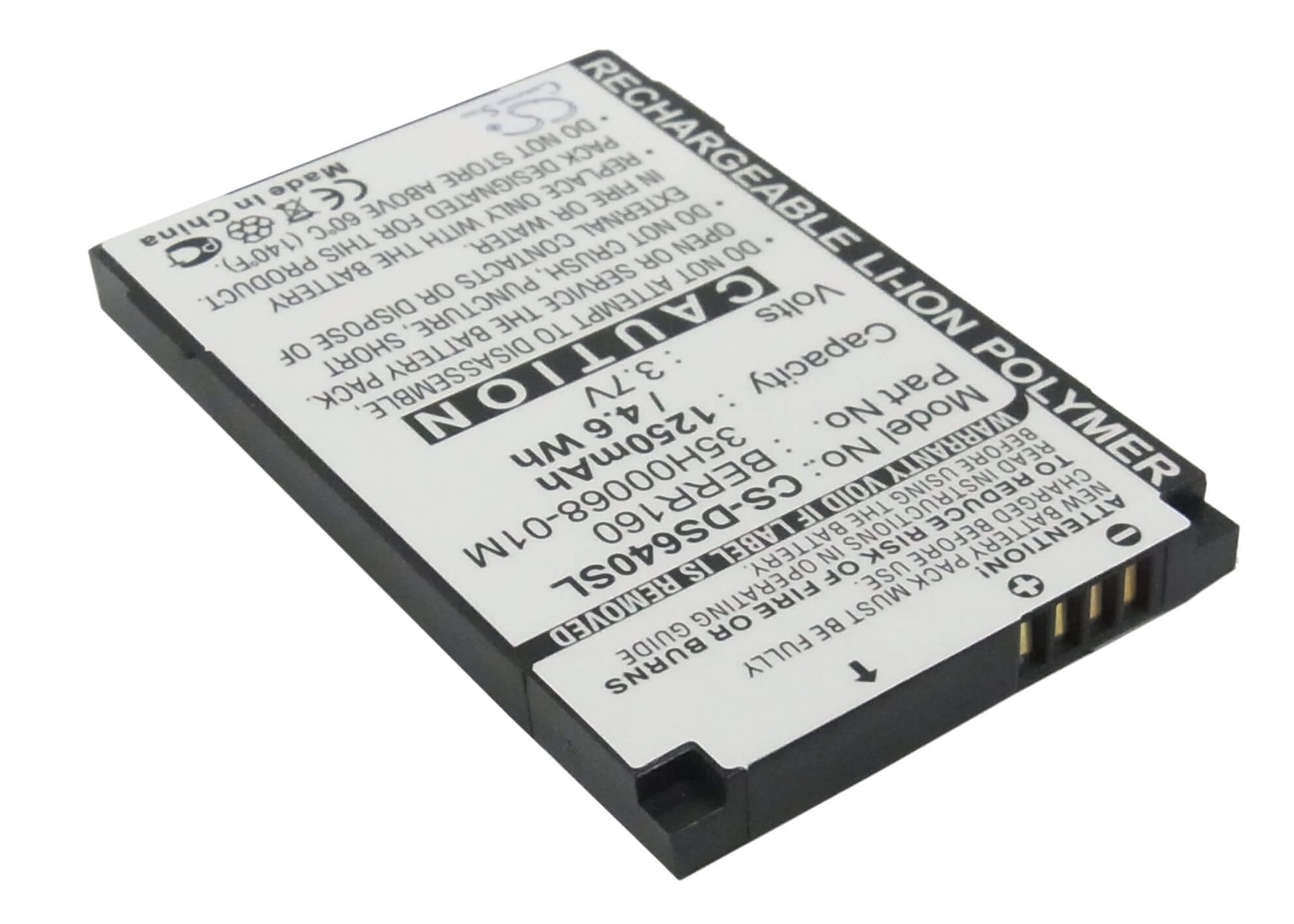 3.7V, 1250mAh, Li-Polymer Battery fits Telus, Mobility, 4.625Wh