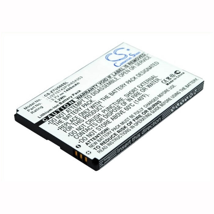 3.7V, 1400mAh, Li-ion Battery fits Zte, E760, Raise, 5.18Wh