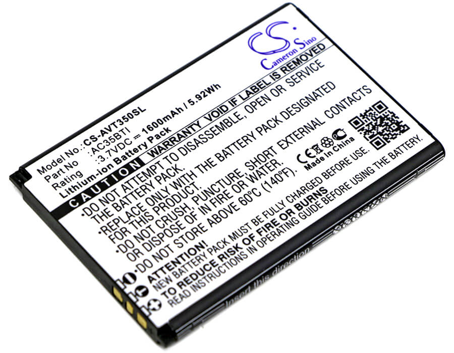 3.7V, 1600mAh, Li-ion Battery fits Archos, 35b Titanium, 35b Titanium Dual Sim, 5.92Wh