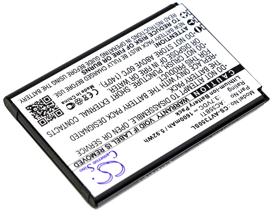 3.7V, 1600mAh, Li-ion Battery fits Archos, 35b Titanium, 35b Titanium Dual Sim, 5.92Wh