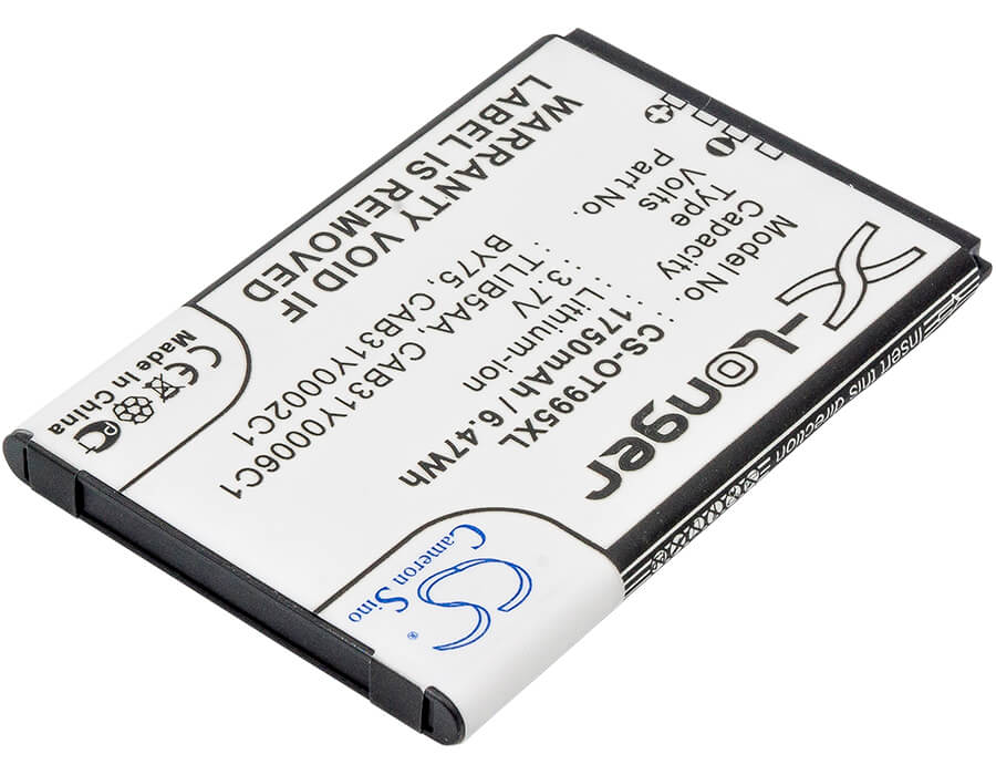 3.7V, 1750mAh, Li-ion Battery fits Tcl, A860, A968, 6.475Wh