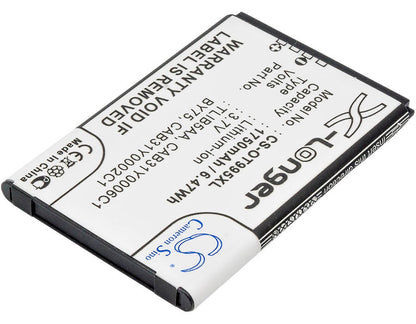 3.7V, 1750mAh, Li-ion Battery fits Tcl, A860, A968, 6.475Wh