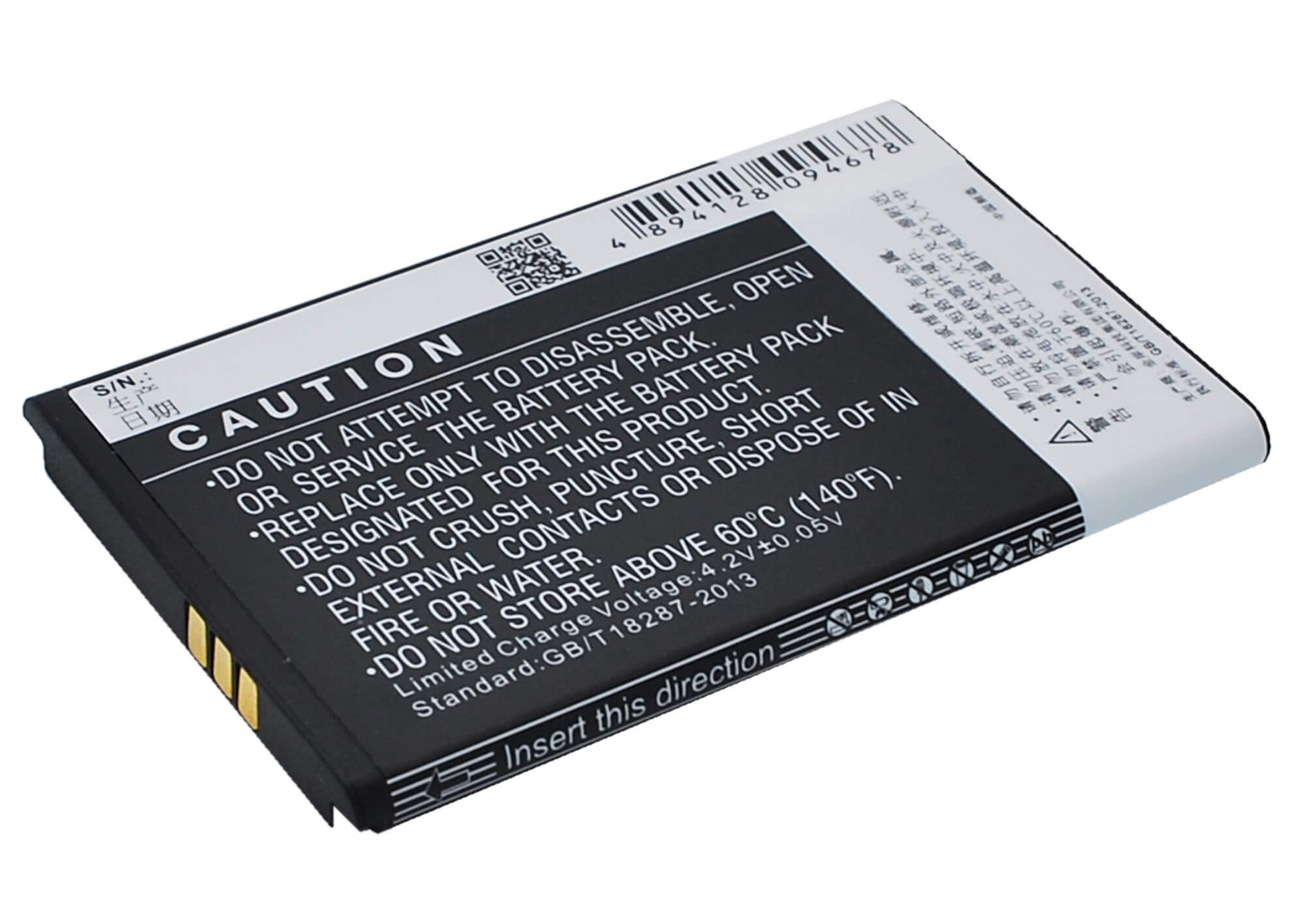 3.7V, 1400mAh, Li-ion Battery fits Zte, U809, V809, 5.18Wh