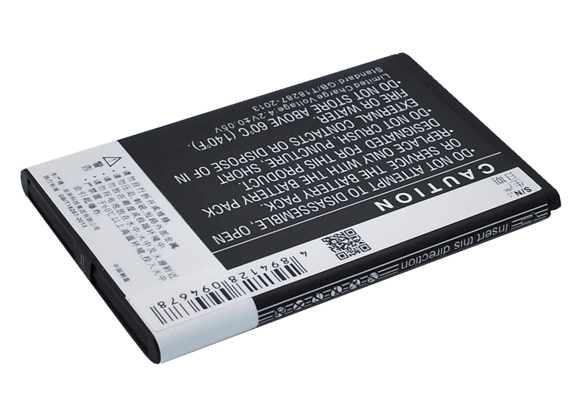 3.7V, 1400mAh, Li-ion Battery fits Zte, U809, V809, 5.18Wh