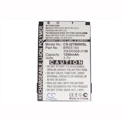 3.7V, 1250mAh, Li-Polymer Battery fits Qtek, 8600, 4.625Wh