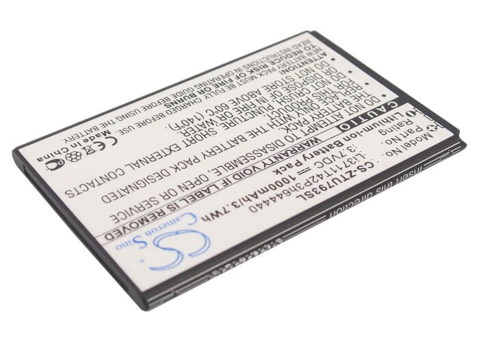 3.7V, 1000mAh, Li-ion Battery fits Zte, U793, 3.7Wh