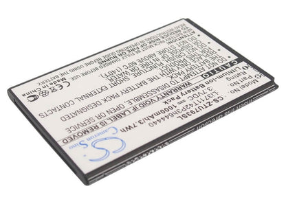 3.7V, 1000mAh, Li-ion Battery fits Zte, U793, 3.7Wh