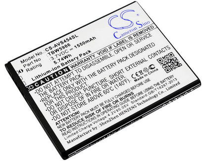 3.7V, 1550mAh, Li-ion Battery fits Archos, 45 Helium 4g, 45b Helium 4g, 5.735Wh