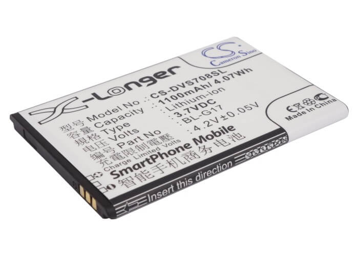 3.7V, 1100mAh, Li-ion Battery fits Doov, Ieva D708, S708, 4.07Wh
