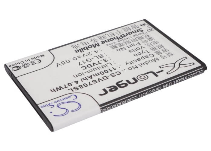 3.7V, 1100mAh, Li-ion Battery fits Doov, Ieva D708, S708, 4.07Wh