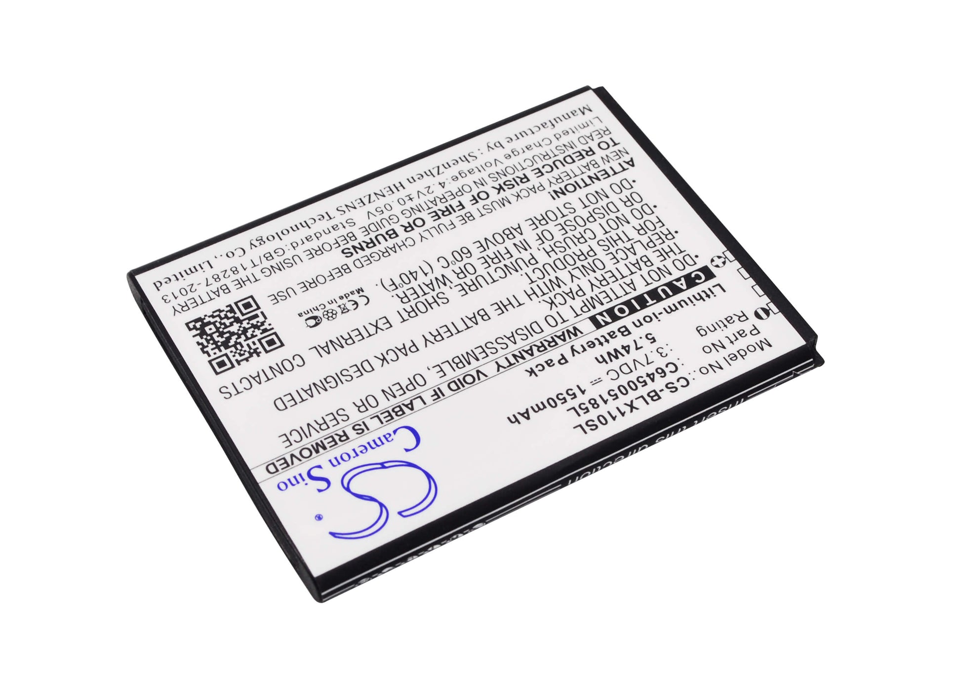 3.7V, 1550mAh, Li-ion Battery fits Blu, Studio Mini, Studio Mini Lte, 5.735Wh