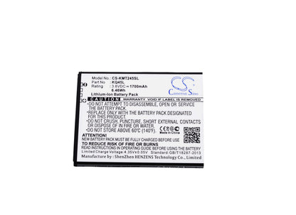 3.8V, 1700mAh, Li-ion Battery fits Kazam, Thunder 2 4.5l, Thunder 2 Q4.5l, 6.46Wh