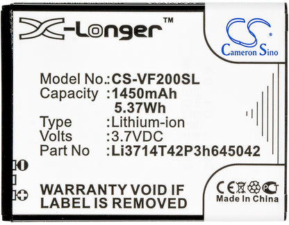 3.7V, 1450mAh, Li-ion Battery fits Vodafone, Smart First 7, Vfd 200, 5.365Wh