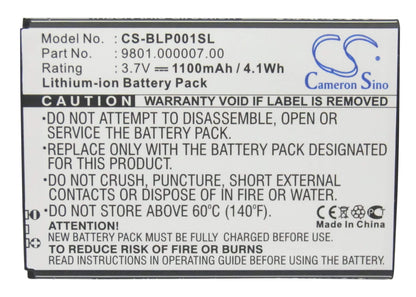 3.7V, 1100mAh, Li-ion Battery fits Blaupunkt, America, 4.07Wh