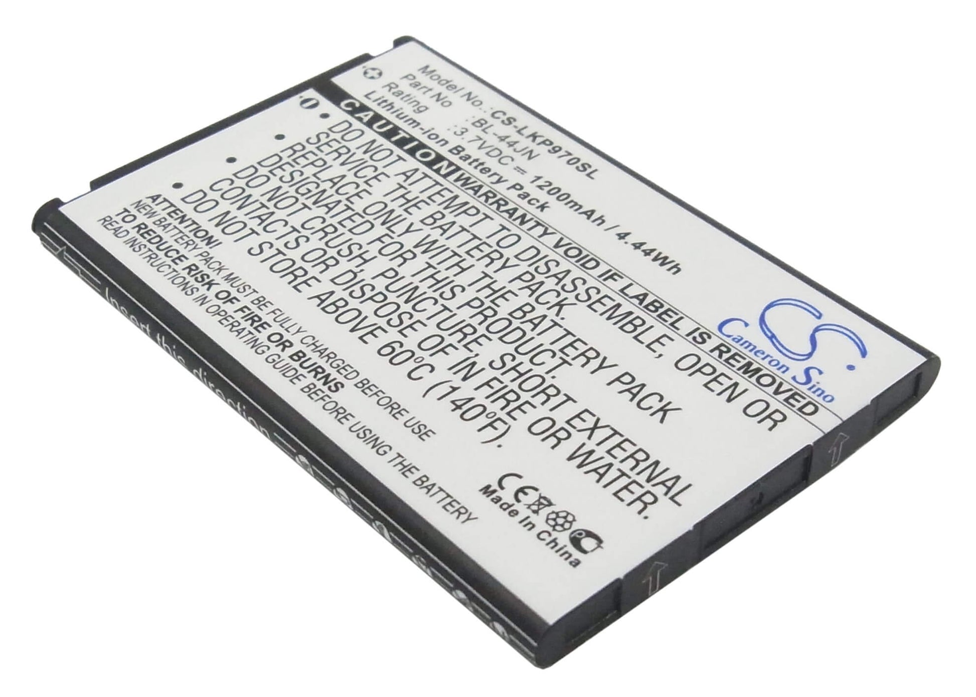 3.7V, 1200mAh, Li-ion Battery fits Lg, As680, As860 Ignite, 4.44Wh