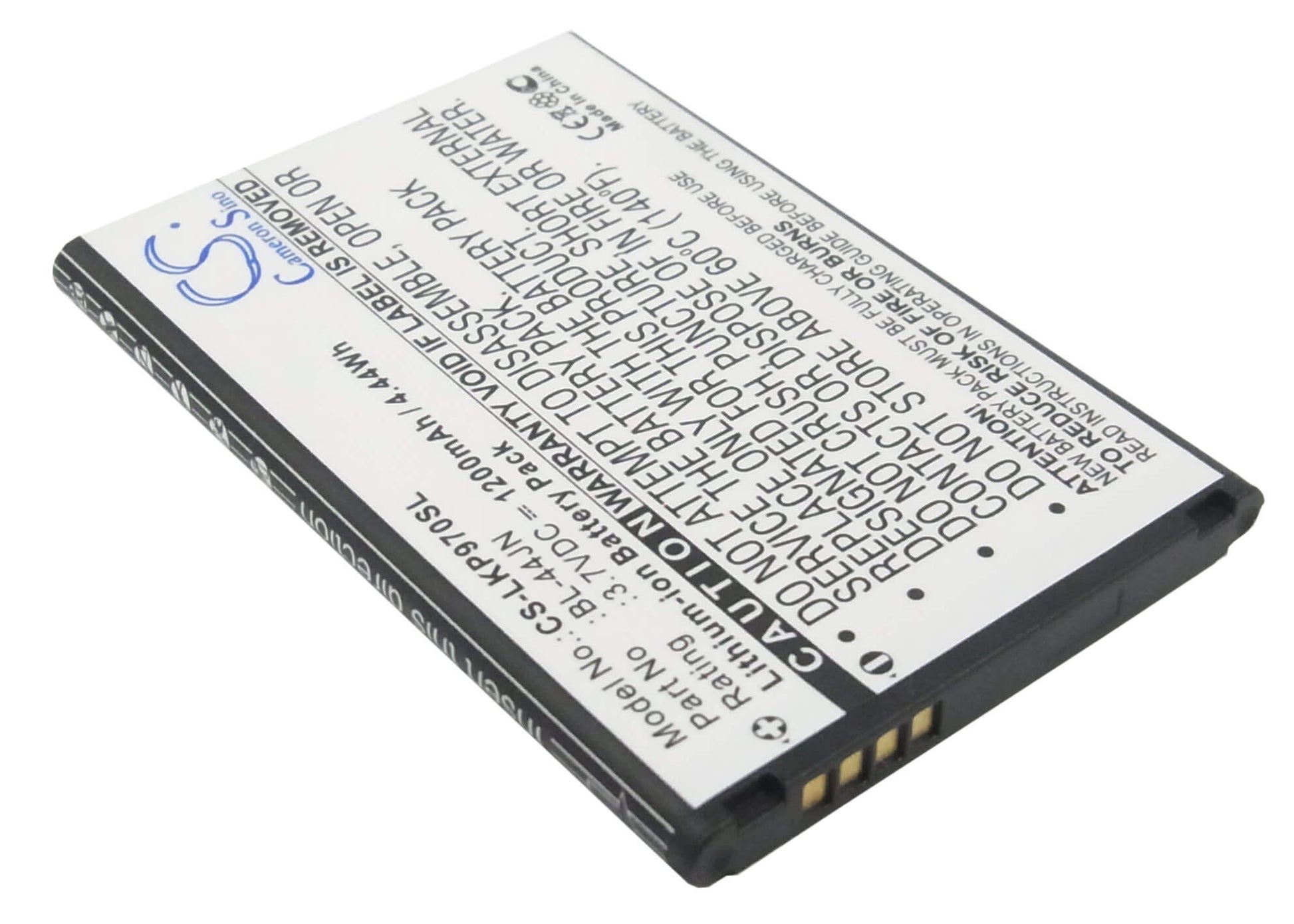 3.7V, 1200mAh, Li-ion Battery fits Lg, As680, As860 Ignite, 4.44Wh
