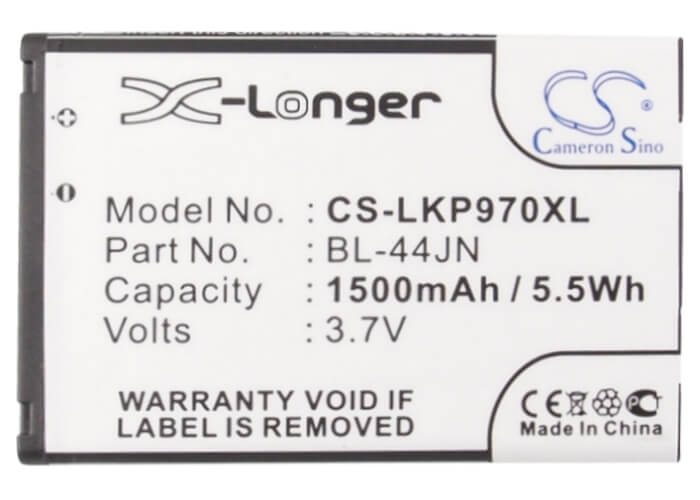 3.7V, 1500mAh, Li-ion Battery fits Metropcs, Lgms840v, 5.55Wh