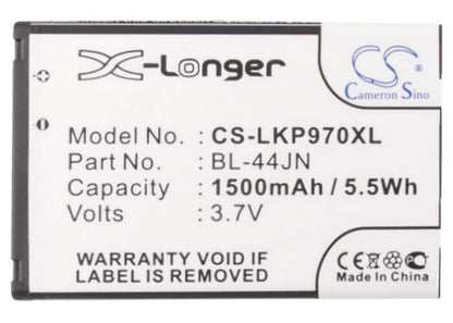 3.7V, 1500mAh, Li-ion Battery fits Metropcs, Lgms840v, 5.55Wh