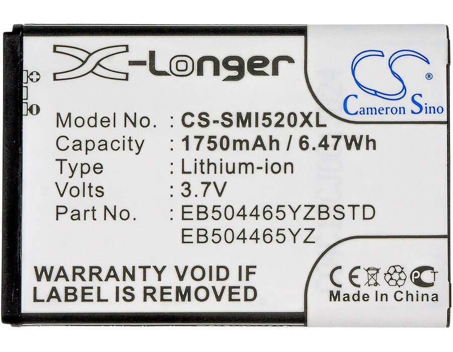 3.7V, 1750mAh, Li-ion Battery fits Samsung, 4g Lte Mobile Hotspot, Droid Charge I510, 6.475Wh