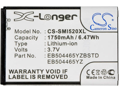 3.7V, 1750mAh, Li-ion Battery fits Samsung, 4g Lte Mobile Hotspot, Droid Charge I510, 6.475Wh