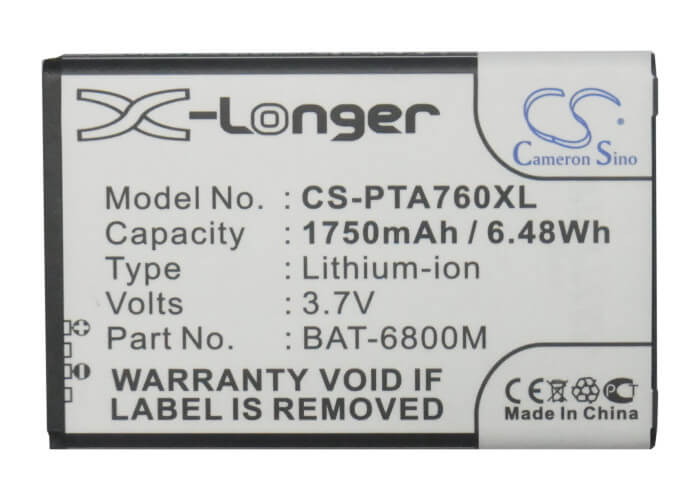 3.7V, 1750mAh, Li-ion Battery fits Pantech, Im-a760, Im-a760s, 6.475Wh