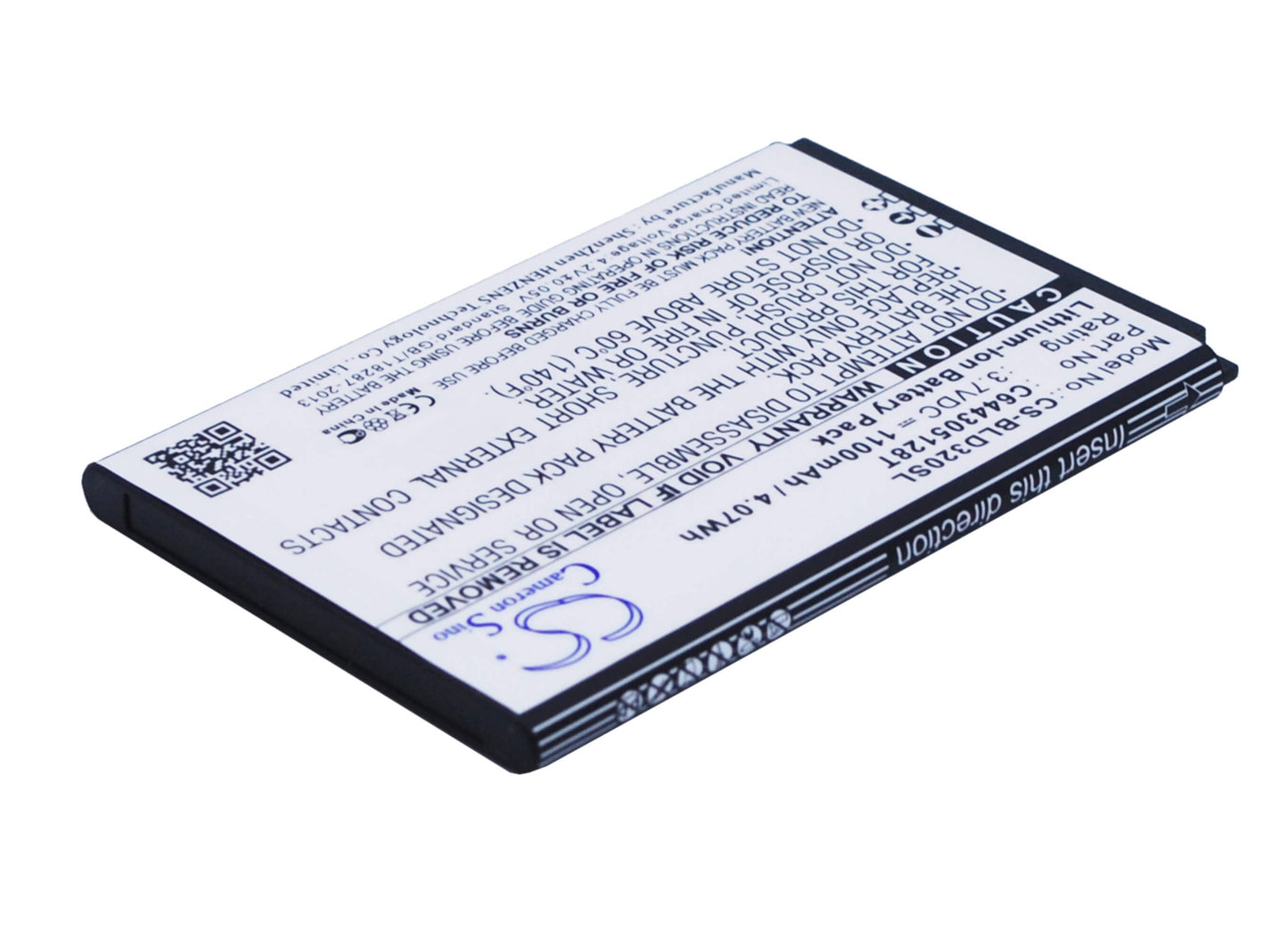 3.7V, 1100mAh, Li-ion Battery fits Blu, Dash 3.2, 4.07Wh