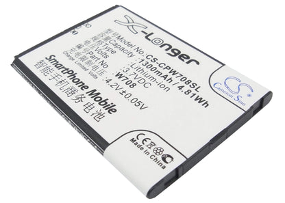 3.7V, 1300mAh, Li-ion Battery fits Coolpad, W708, 4.81Wh