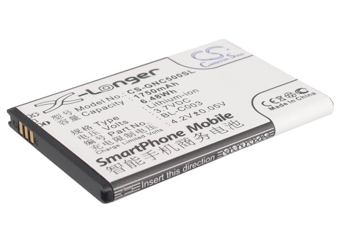 3.7V, 1750mAh, Li-ion Battery fits Gionee, C500, C600, 6.475Wh