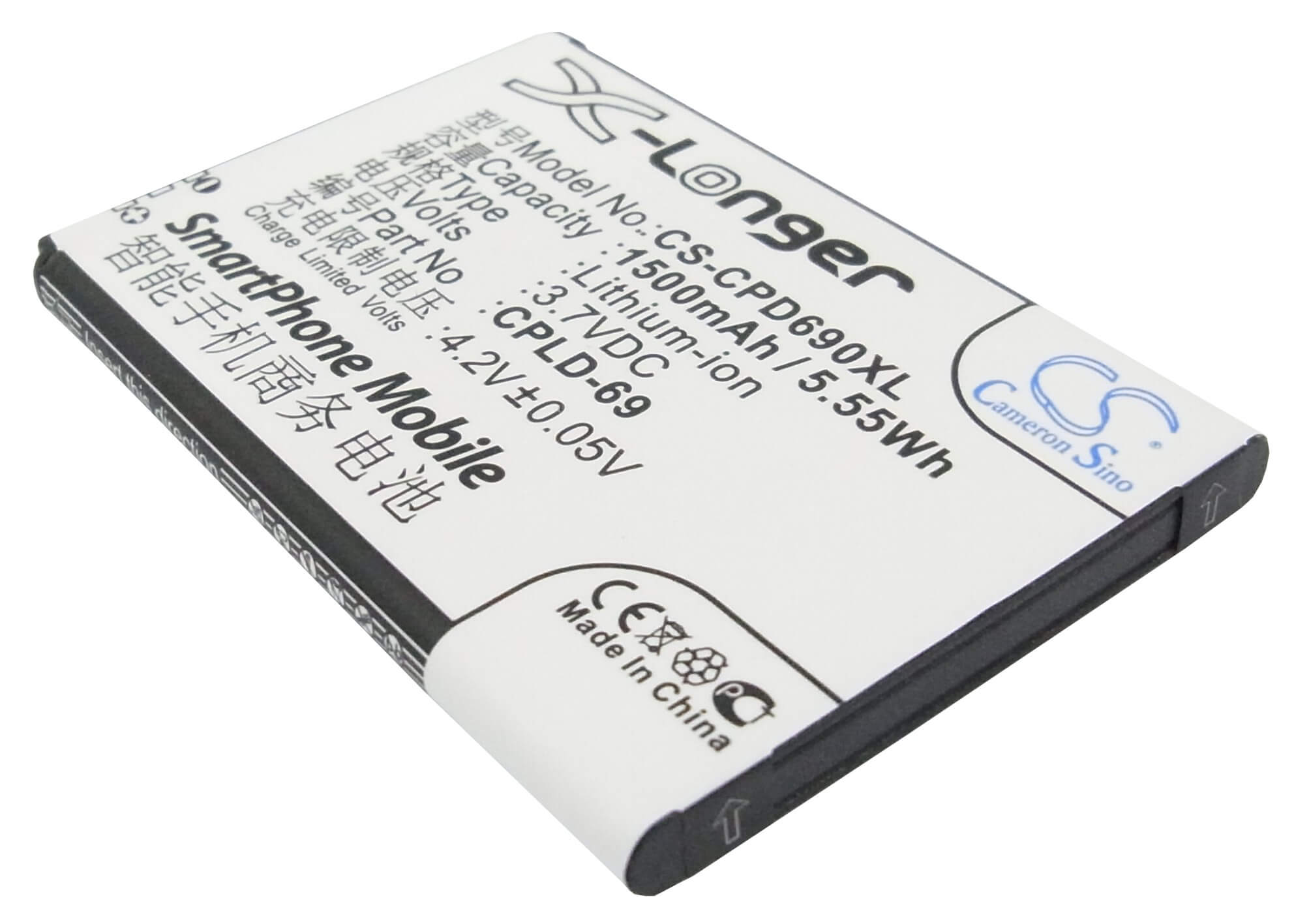 CS-CPD690XL, Mobile, Smartphone 3.7V, 1500mAh, Li-ion Battery fits Coolpad, 8809, 5.55Wh
