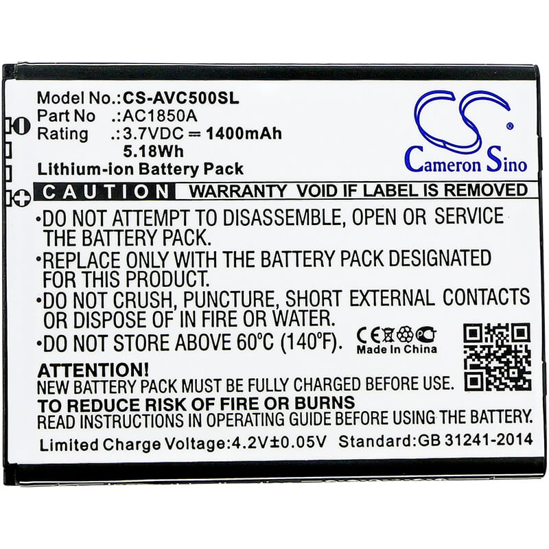 3.7V, 1400mAh, Li-ion Battery fits Archos, 45b Helium, 50c Neon, 5.18Wh