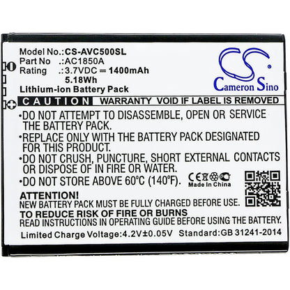 3.7V, 1400mAh, Li-ion Battery fits Archos, 45b Helium, 50c Neon, 5.18Wh