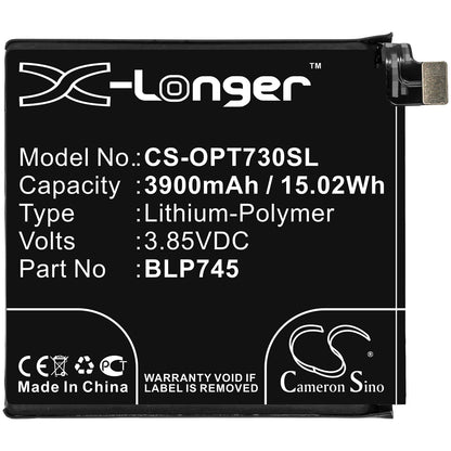 3.85V, 3900mAh, Li-Polymer Battery fits Oneplus, 7t Pro, 7t Pro 5g, 15.015Wh