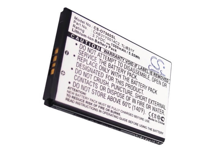 3.7V, 1500mAh, Li-ion Battery fits Cricket, Authority, 5.55Wh