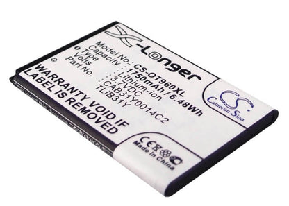 3.7V, 1750mAh, Li-ion Battery fits Cricket, Authority, 6.475Wh