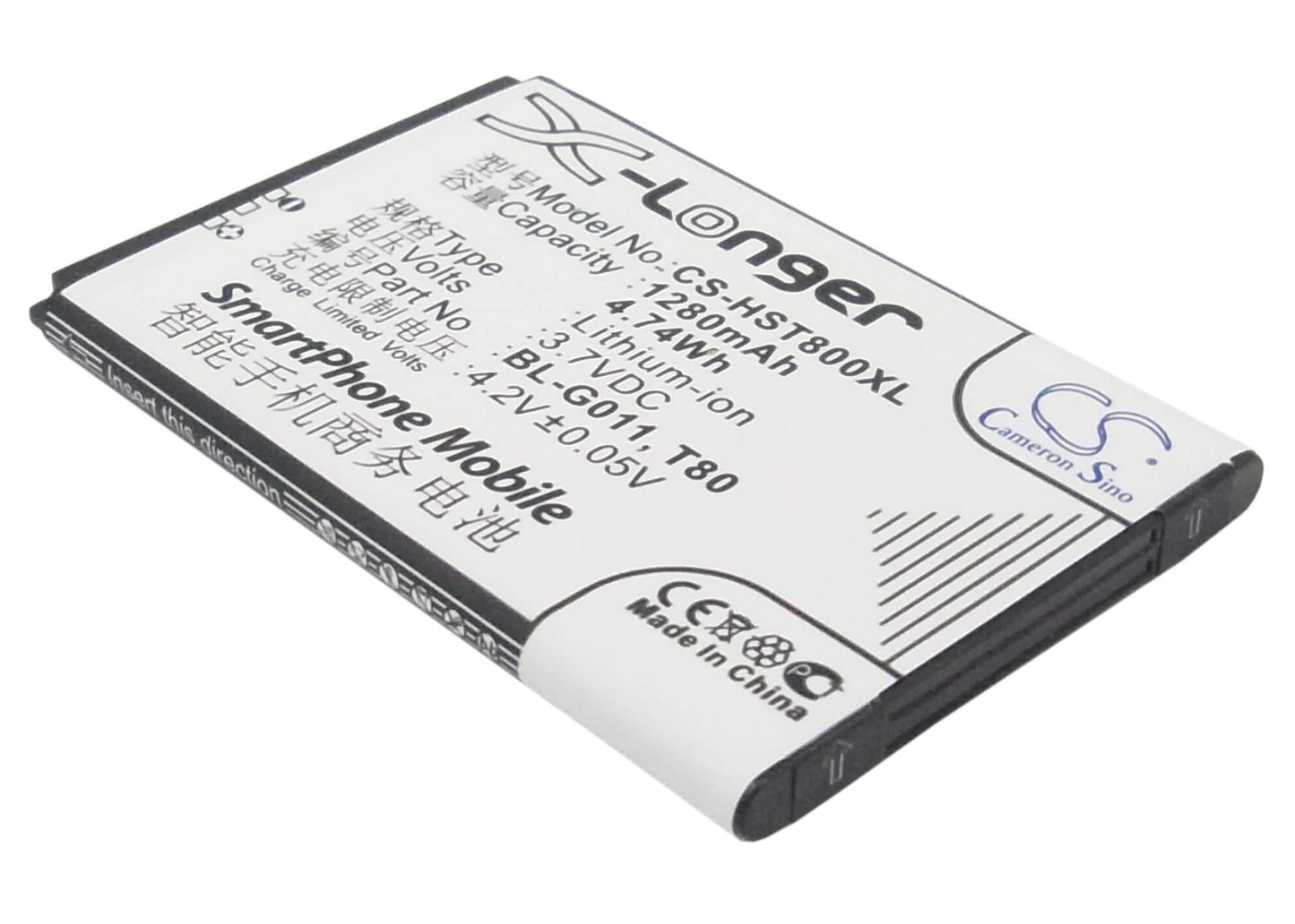 3.7V, 1280mAh, Li-ion Battery fits Gionee, Gn100, 4.736Wh