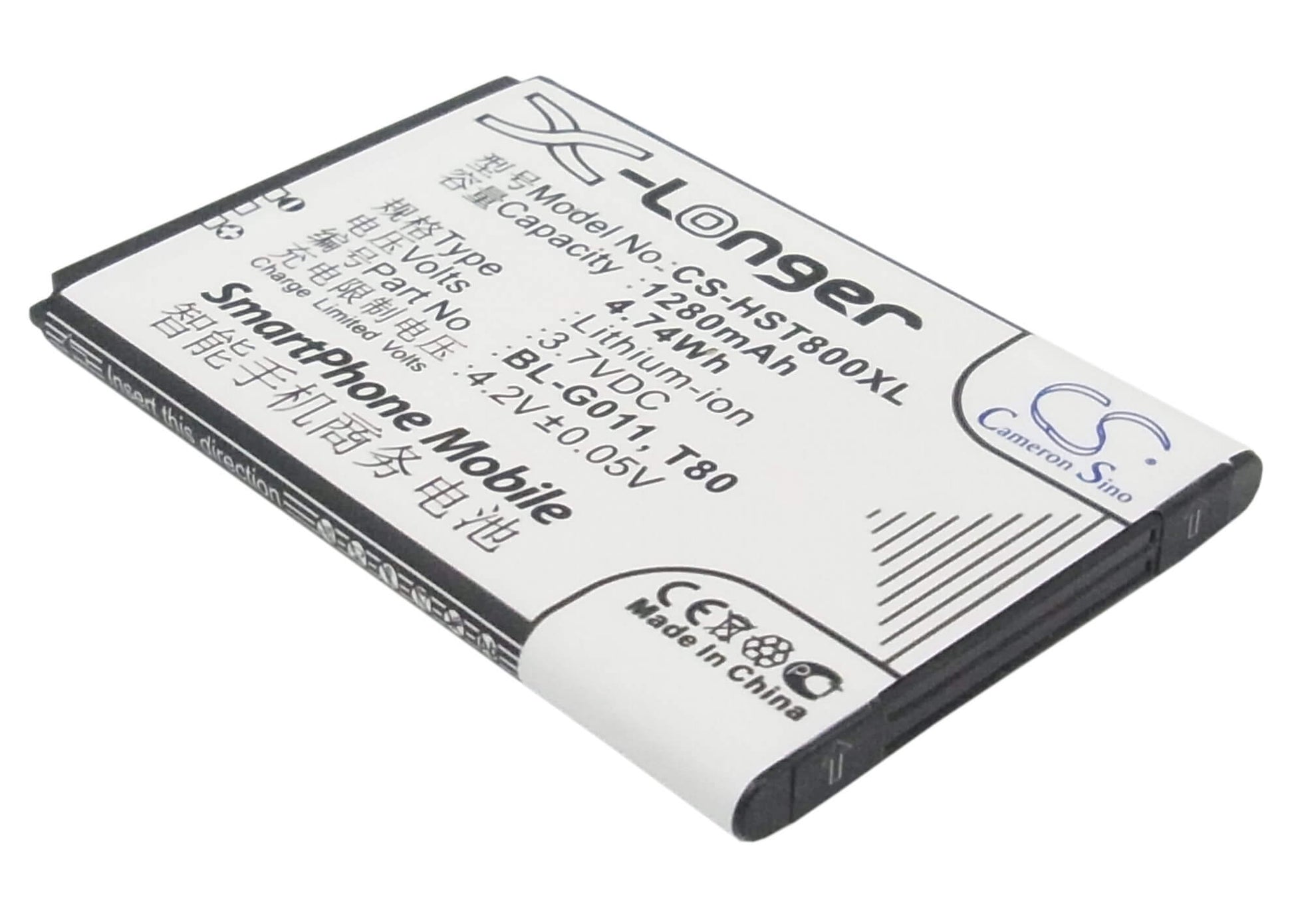 3.7V, 1280mAh, Li-ion Battery fits Gionee, Gn100, 4.736Wh