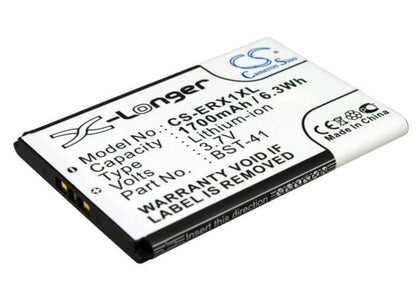3.7V, 1700mAh, Li-ion Battery fits Sony Ericsson, A8, A8i, 6.29Wh