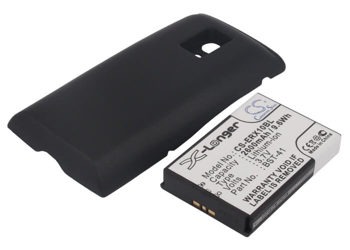 Black, 3.7V, 2600mAh, Li-ion Battery fits Sony Ericsson, Xperia X10, Xperia X10a, 9.62Wh