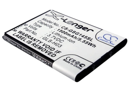 3.7V, 1500mAh, Li-ion Battery fits Gsmart, G1345, 5.55Wh