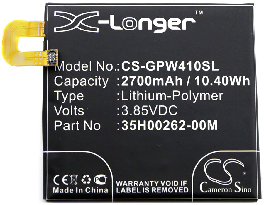 3.85V, 2700mAh, Li-Polymer Battery fits Google, B2pw4100, Nexus S1, 10.395Wh