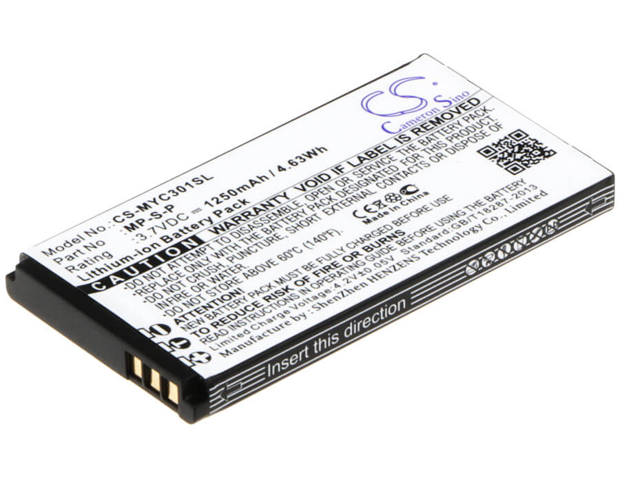 3.7V, 1250mAh, Li-ion Battery fits Myphone, 3010 Classic, 4.625Wh