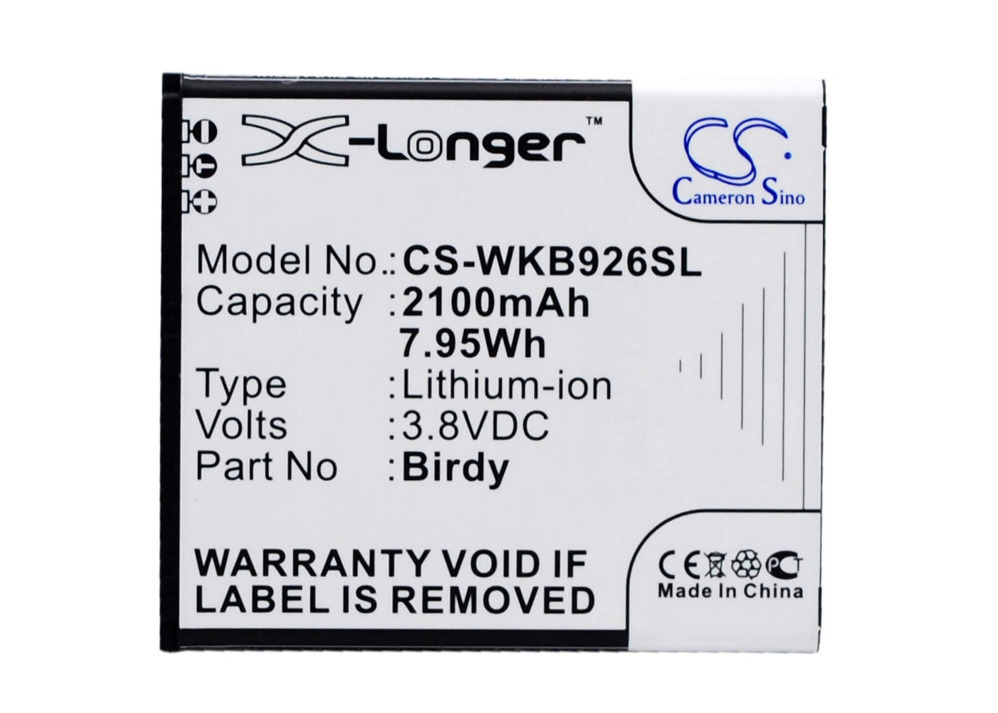 3.8V, 2100mAh, Li-ion Battery fits Ngm, Birdy, 7.98Wh