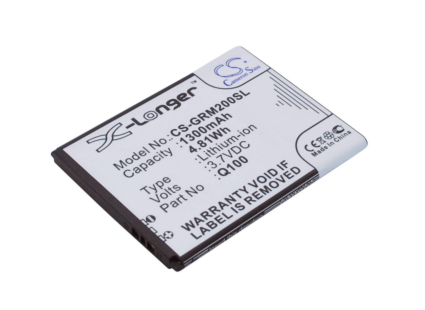 3.7V, 1300mAh, Li-ion Battery fits Green Orange, Mars 1, 4.81Wh
