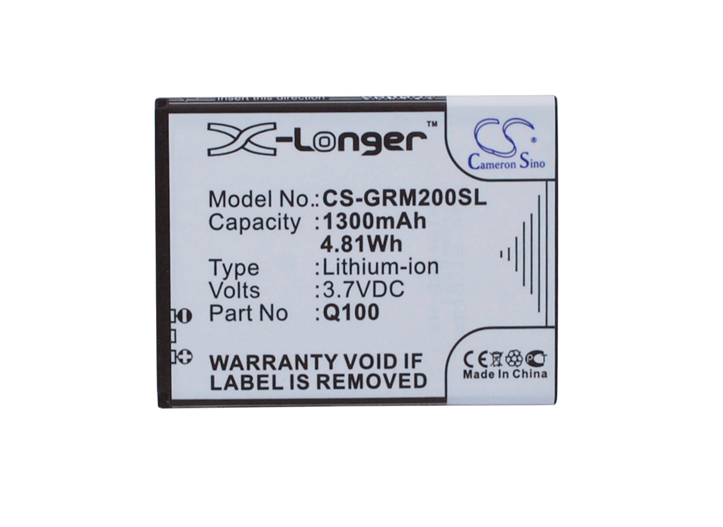 3.7V, 1300mAh, Li-ion Battery fits Green Orange, Mars 1, 4.81Wh