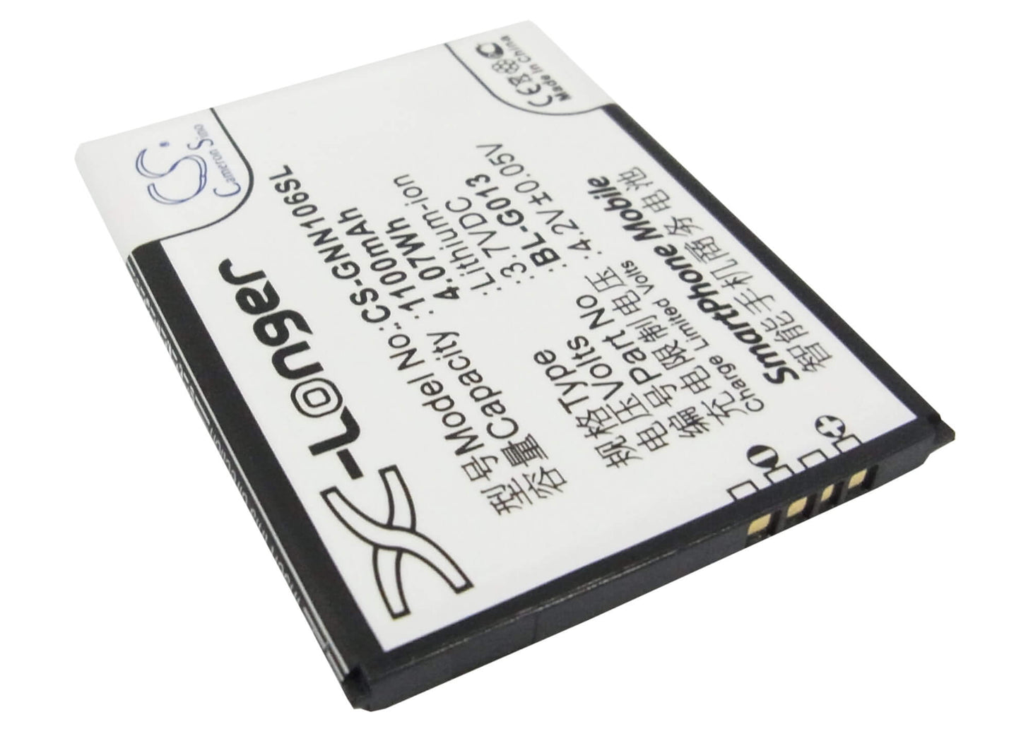 3.7V, 1100mAh, Li-ion Battery fits Gionee, Gn106, Gn109, 4.07Wh