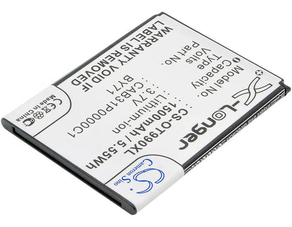 3.7V, 1500mAh, Li-ion Battery fits Alcatel, One Touc Pop, One Touc Pop C1, 5.55Wh