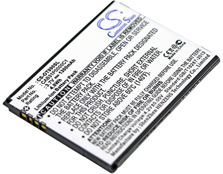 3.7V, 1300mAh, Li-ion Battery fits Megafon, Optima Ms3b, 4.81Wh