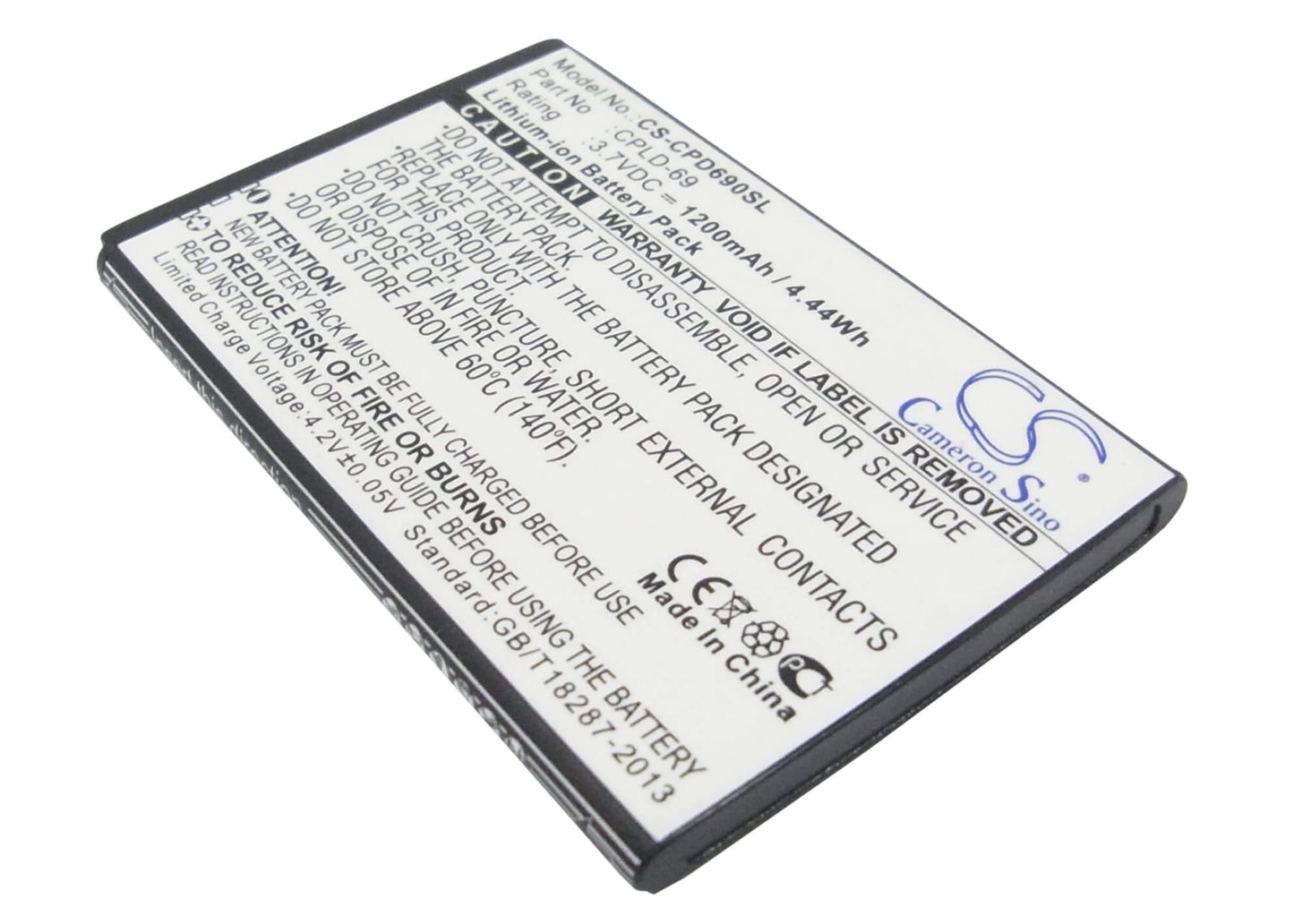 3.7V, 1200mAh, Li-ion Battery fits Coolpad, 8809, 4.44Wh