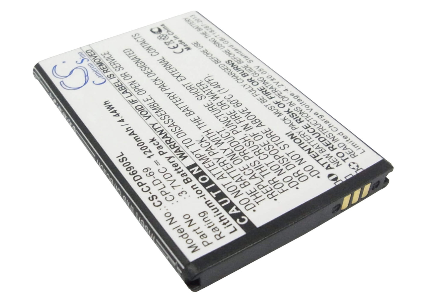3.7V, 1200mAh, Li-ion Battery fits Coolpad, 8809, 4.44Wh